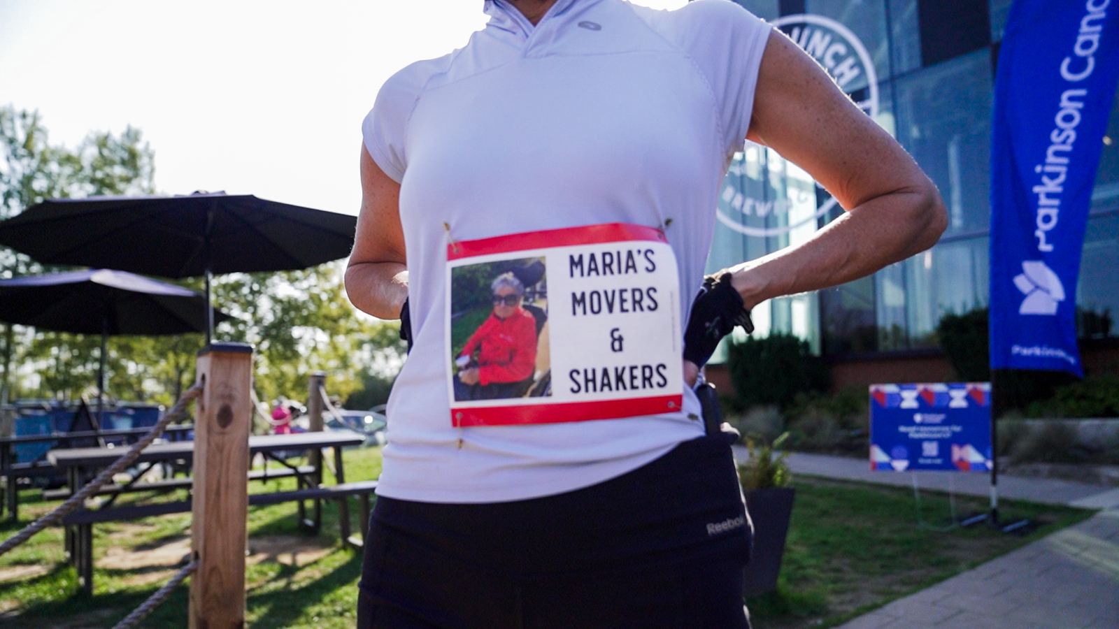 Rider wearing a Maria's Movers and Shakers team bib